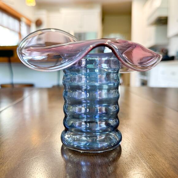 Dunbar Flint Glass Co. Aramis Whimsy Hat Vase Jack in the Pulpit Iridescent '30s - Picture 6 of 13